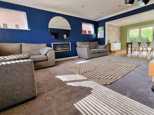 The listing says: "The accommodation is arranged over two floors and comprises: Hallway, living room, 30’ open plan kitchen incorporating dining room, utility area, cloakroom and integral garage on the ground floor and four bedrooms, en-suite room (unfitted) and family bathroom on the first floor. "