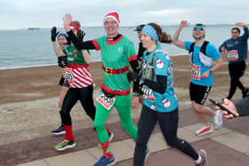 Start of the half marathon. Portsmouth Coastal Waterside Marathon Events 2023, Clarence Esplanade, Southsea.