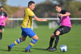 Joe Boggild, left, hit a hat-trick as Meon Milton ended Infinity's 44-game unbeaten Hampshire Premier  League run. Picture by Martyn White