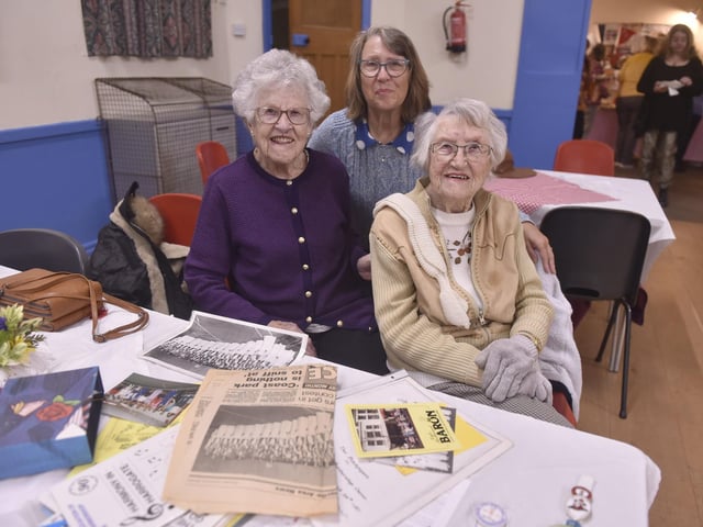 The Pitchpipers celebrated their 50th anniversary on Turesday, March 31, 2026 at Christ Church Hall in Cosham. Pictured is: (l-r) Joan Vicary (96) from Chepstow, Jan Rance from Stubbington and her mum Dot Johnson (94) from Portsmouth who were all members of The Pitchpipers.Picture: Sarah Standing (310326-9177)