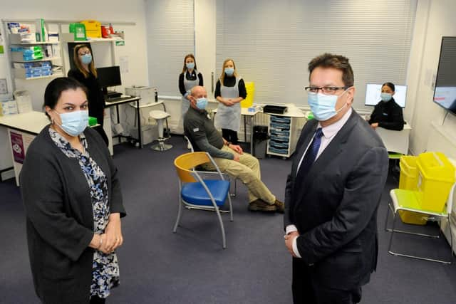 Lalys Pharmacy in Guildhall Walk, Portsmouth, Covid-19 vaccination centre.

Pictured is: Pushpinder Laly and her husband Baldev Laly.

Picture: Sarah Standing (110221-2769)