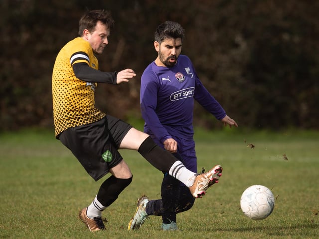 Action from AFC Tamworth's 7-2 victory over Gosham Rangers in Division Two of the City of Portsmouth Sunday League. Picture: Keith Woodland (120321-204)