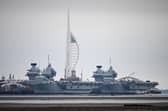 HMS Queen Elizabeth aircraft carrier alongside HMS Prince of Wales, docked in Portsmouth Navy Base, which is to be upgraded. Photo by Finnbarr Webster/Getty Images