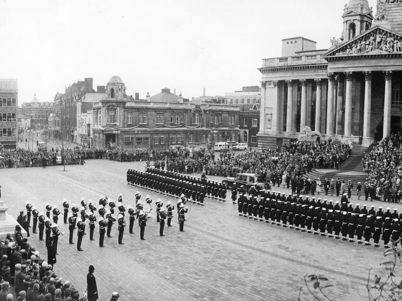 Portsmouth's Guildhall Square as Prince Charles arrives for Freedom of the City Ceremony in 1979.