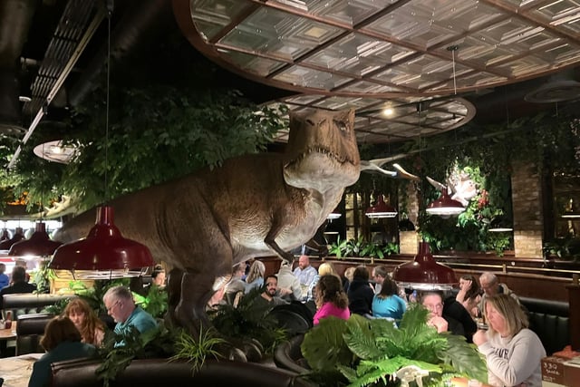The Jurassic Grill, in Whiteley Shopping Centre, is very child-friendly with its dinosaur theme coplete with life-like sculptures. It has a 4.0 rating based on 337 reviews.