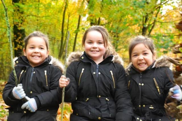 Seven-year-old Frankie Langley, and Betsy and Bobbie Langley, both aged five