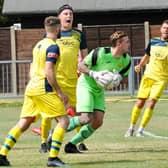 Moneys keeper Callum McGeorge in possession during the 8-0 friendly win at Arundel. Picture by Steven Goodger.