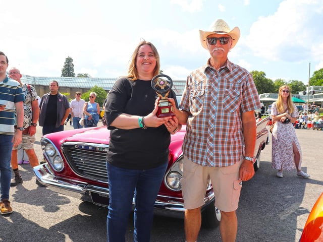 Brian Ackland Memorial Award winner Geoff with 1961 Chrysler Newport