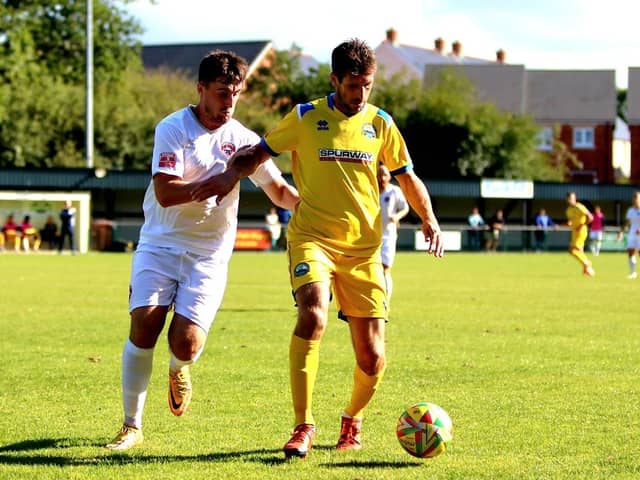 Gosport have appealed the red card handed to Danny Hollands last weekend. Picture by Tom Phillips