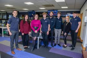 Ben Hampton, 22, Louise Bushell, 28, Louise Gascoigne, operations director, Ollie Bennet, 19, Kieran Innes, 25, Jack Lewington, 20, Mia Dawson, 18, and Finn Wilde, 19.
Former Matrix IT apprentices with the new apprentices 
Picture: Habibur Rahman