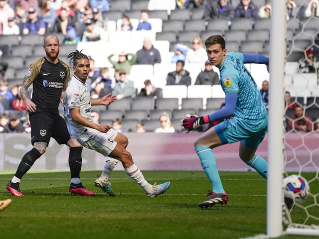 Connor Ogilvie had Pompey fans celebrating in the 14th minute after he put the Blues 1-0 up