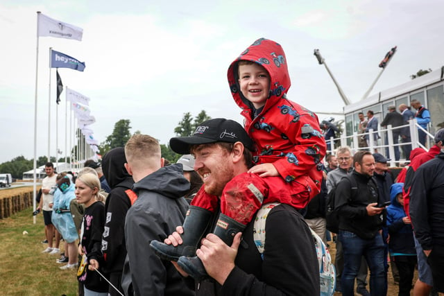 A young motorsport fan attends the Goodwood Festival of Speed at Goodwood House in West Sussex. Picture date: Friday June 14, 2023. PA Photo. This year, the event celebrates its 30th anniversary and takes place from June 13-16.

 Matt Alexander/PA Wire.