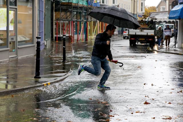 The Met Office have issued a yellow weather warning over Portsmouth, Gosport, Fareham and much of the south coast of England. Other rain warnings have been implemented across the UK. Picture: Chris Moorhouse (jpns 271023-11)