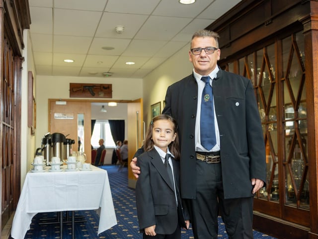Pictured - Mark Wilkins with daughter Maika Wilkins, 7 whose Great Grandfather was lost on HMS Royal Oak
Photos by Alex Shute