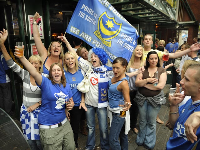 Pompey fans at Walkabout Bar in Guildhall Walk - was this you?