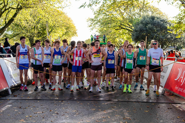 The runners line up ahead of the start of the 5k race.