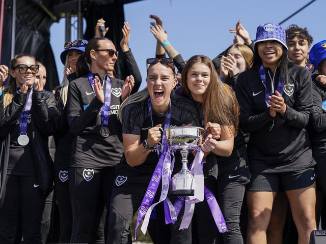 During the Portsmouth FC and Portsmouth Women Champions on the Common, celebrating Pompey’s double title triumph Images ©Jason Brown +44 7545 760582