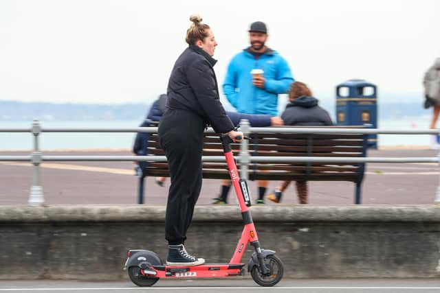People riding on the Voi E Scooters in Southsea.Picture: Stuart Martin (220421-7042)