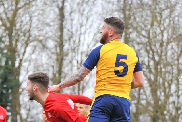 Ryan Woodford heads in Gosport's winner at Beaconsfield. Picture: Martyn White
