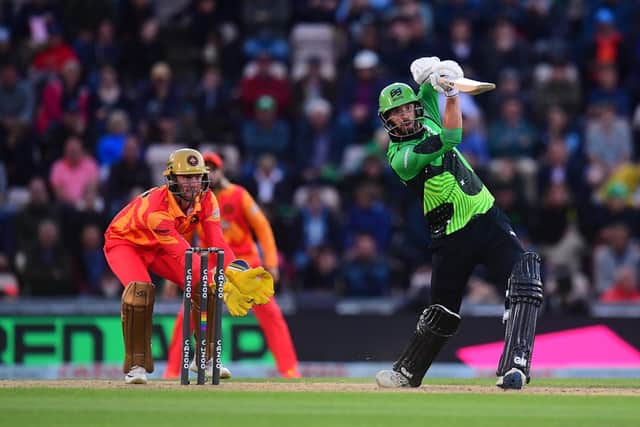 Southern Brave's James Vince watched by Chris Cooke. Photo by Harry Trump/Getty Images.