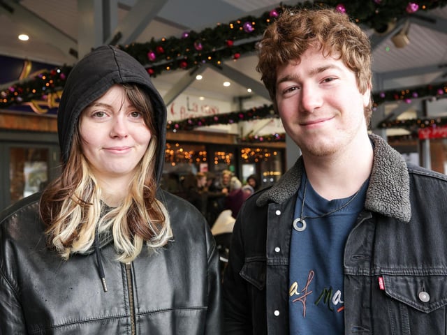 Madeline Spruce and Stirling Peach. Port Solent Christmas Market, Portsmouth
Picture: Chris Moorhouse (071224-07)