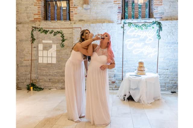 Bridesmaids Amy and Megan at Amy and Craig Hughes' wedding.
Picture: Carla Mortimer Wedding Photography