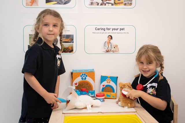 Evie and Millie Goodard enjoy the pet shop.
Picture: Keith Woodland (200920-8)