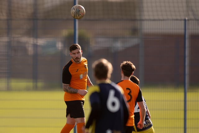 Pelham (blue & yellow) v AFC Farlington. Picture by Keith Woodland