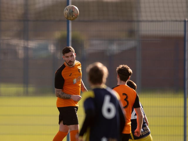 Pelham (blue & yellow) v AFC Farlington. Picture by Keith Woodland