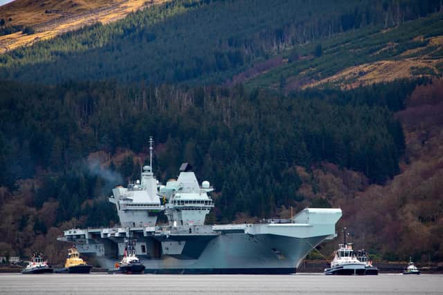 HMS Queen Elizabeth is due to return to Portsmouth on Monday evening. Photo: CPO Tryon/Royal Navy