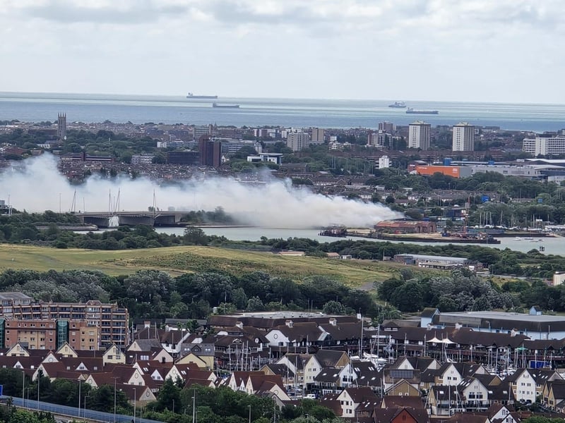 The view of the fire from Portsdown Hill. Picture: Ben Sh