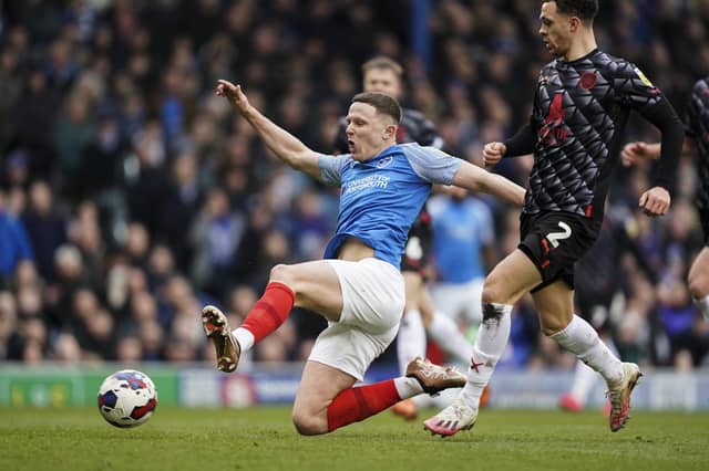 Top scorer Colby Bishop puts the ball into Barnsley's net, but, on this occasion, it was ruled out for off-side against the Pompey striker. Picture: Jason Brown/ProSportsImages