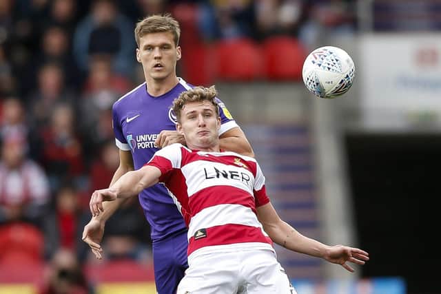 Kieran Sadlier in action for Doncaster Rovers against Pompey in 2019.