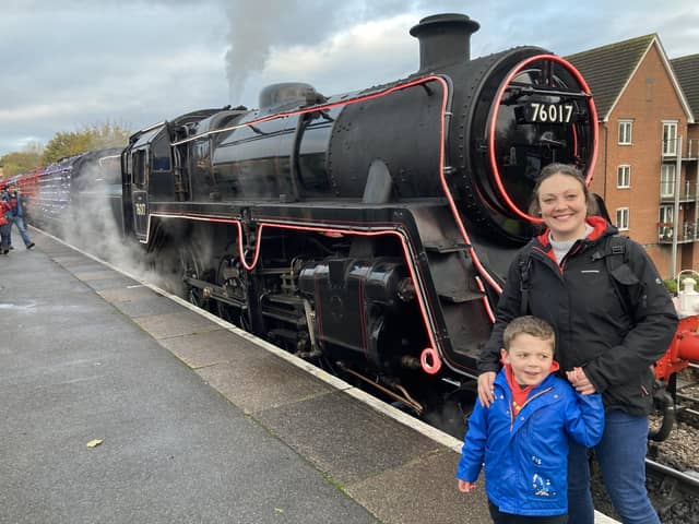 Kimberley Barber and her son Eddie Morton at the Watercress Line -