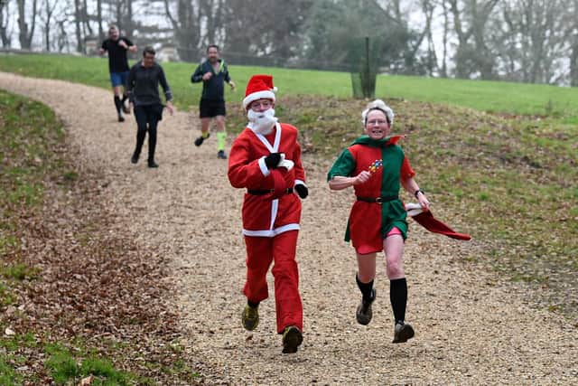 Festive fancy dress at the Havant parkrun. Picture: Neil Marshall