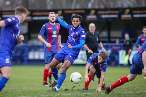 Leading scorer Rudi Blankson was at the double in Baffins Milton Rovers draw at Bashley Picture: Paul Collins