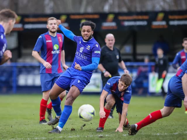Leading scorer Rudi Blankson was at the double in Baffins Milton Rovers draw at Bashley Picture: Paul Collins