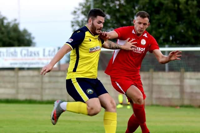 Gosport striker Bradley Lethbridge, left. Picture: Tom Phillips