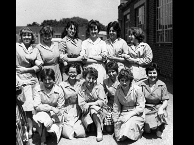 Former members of Lampson & Paragon, printers of Farlington. Pictured are Audrey, Barbara, Ann, Sylvia, Diana, Christine, Andrea, Jessie, Betty, Joan, Diane and Jose.