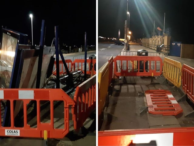 The remains of a bus shelter have been removed from the seafront by Portsmouth City Council following an incident.
