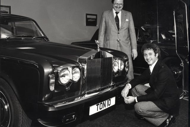 Doncaster's Tony Christie with his new Rolls Royce silver shadow in june 1980.