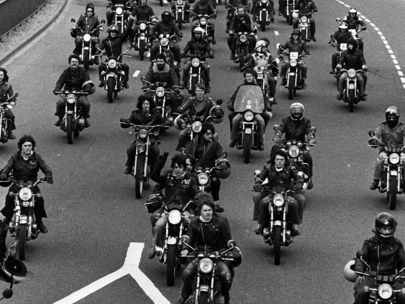 Bikers riding around Portsmouth in April 1980. The News PP3767