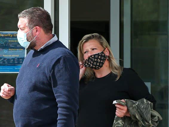 Ross and Joanne McConnell after their sentencing at Portsmouth Magistrates' Court. They allowed their Staffordshire Bull Terrier to repeatedly bite a Royal Mail postie
(jpns 060721-01)
