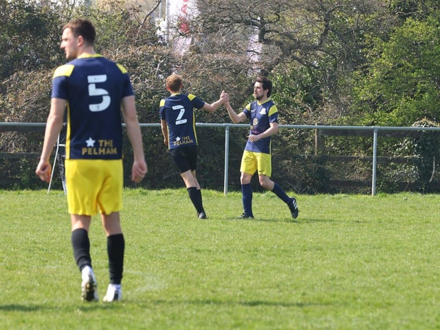 Pelham Arms celebrate during their Challenge Cup victory over FFTP. Picture: Sam Stephenson