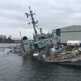 HMS Bronington submerged at Mersey Docks