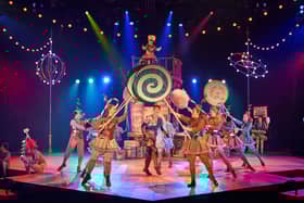 Archie Elliott (Pinocchio) and company in Chichester Festival Youth Theatre's Christmas 2020 show, Pinocchio. Photo by Manuel Harlan