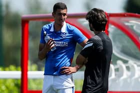 Gassan Ahadme has been in blistering form for Pompey during pre-season - and is chasing down John Aloisi's tally. Picture: Rogan Thompson/ JMP Sport
