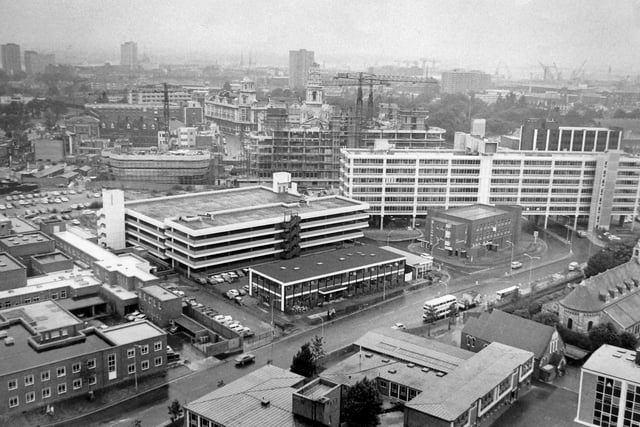 An amazing aerial from the time. You can see St Lukes School in the foreground and the Guildhall cloaked in the building work going on in front of it top centre in June 1974