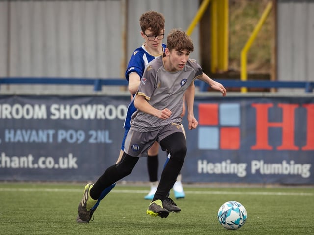 Action from the U15 Campbell McFaull Invitation Cup final between Hayling St Andrews Blue and Hayling St Andrew White. Picture: Keith Woodland (260221-187)