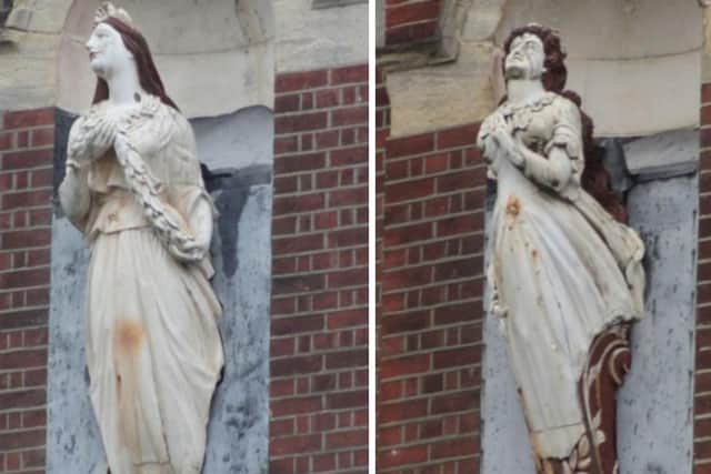 The HMS Martin figurehead at HMS Nelson Wardroom, left, and the HMS Seaflower figurehead Picture: Portsmouth City Council